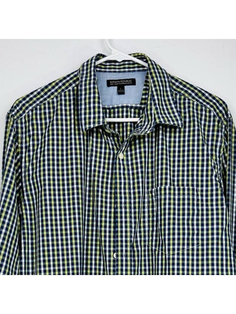 Banana Republic Men's Soft Wash Slim Fit Long Sleeve Plaid Size: Large